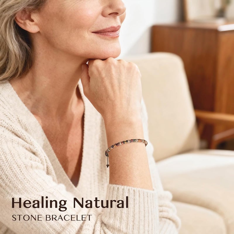 ZOKCC Inspirational Gifts Bracelets for Women: Christmas Day Gifts for Women Friends Sister Mom - Healing Natural Stone Beads Bracelets Thinking of you Get Well Soon Gift for Women - Image 4